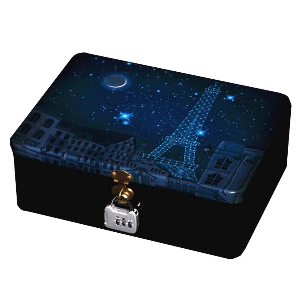 Secure Tinplate Desktop Storage Box with Lock - Organize Office Supplies, Documents & Valuables | Perfect for Home & Office Organization