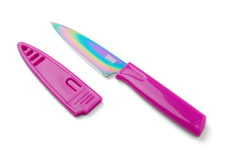 Kuhn Rikon 3.5 Inch Paring Knife - Sharp Stainless Steel Blade, Ergonomic Handle, Multiple Colors - Perfect for Peeling, Slicing Fruits & Vegetables in Kitchen