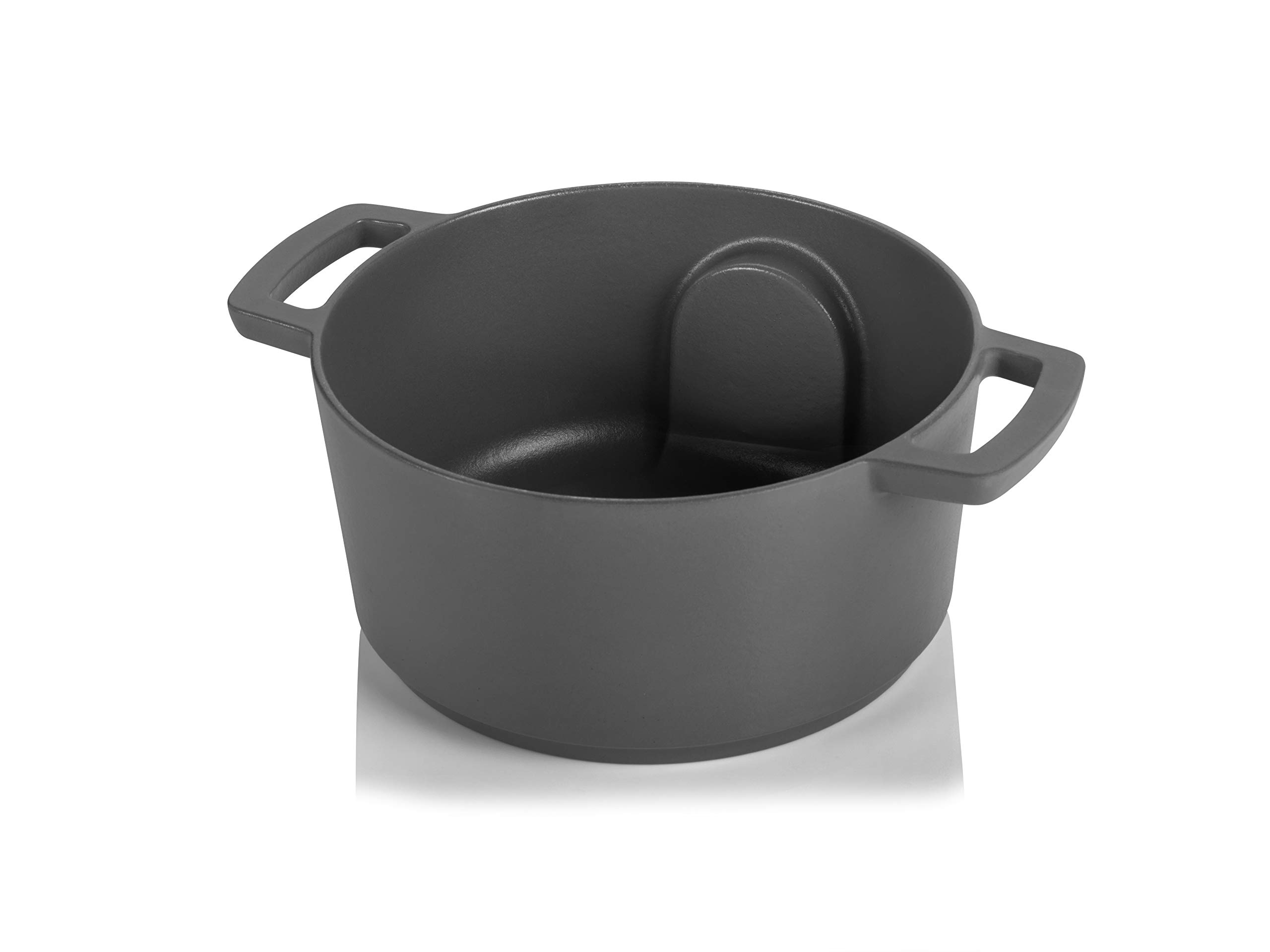 Combekk RAILWAY Recycled Enameled Cast Iron 4.25 Quart Dutch Oven with Built-in Thermometer - Concrete Gray, 9.5 Inch - Perfect for Camping, Baking Bread & Slow Cooking Stews