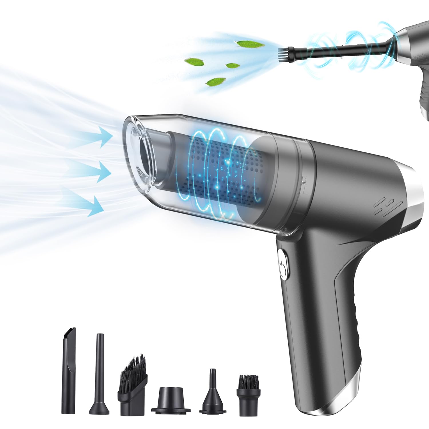 **19000Pa Cordless Handheld Car Vacuum Cleaner & Blower - 3-in-1 Dust Buster, Air Blower & Hand Pump - High Power Brushless Motor for Car, Home & RV Cleaning**    *(Perfect for Cleaning Car Seats, Pet Hair, Dust, Crumbs & Inflating Air Mattresses or Pool Toys)*