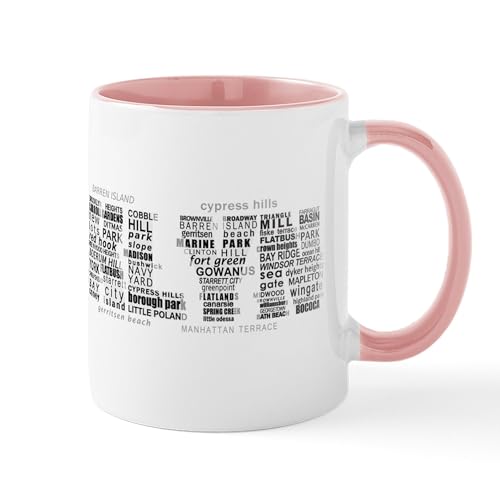 White/Pink Inside - Brooklyn NYC Typographic Art Mugs