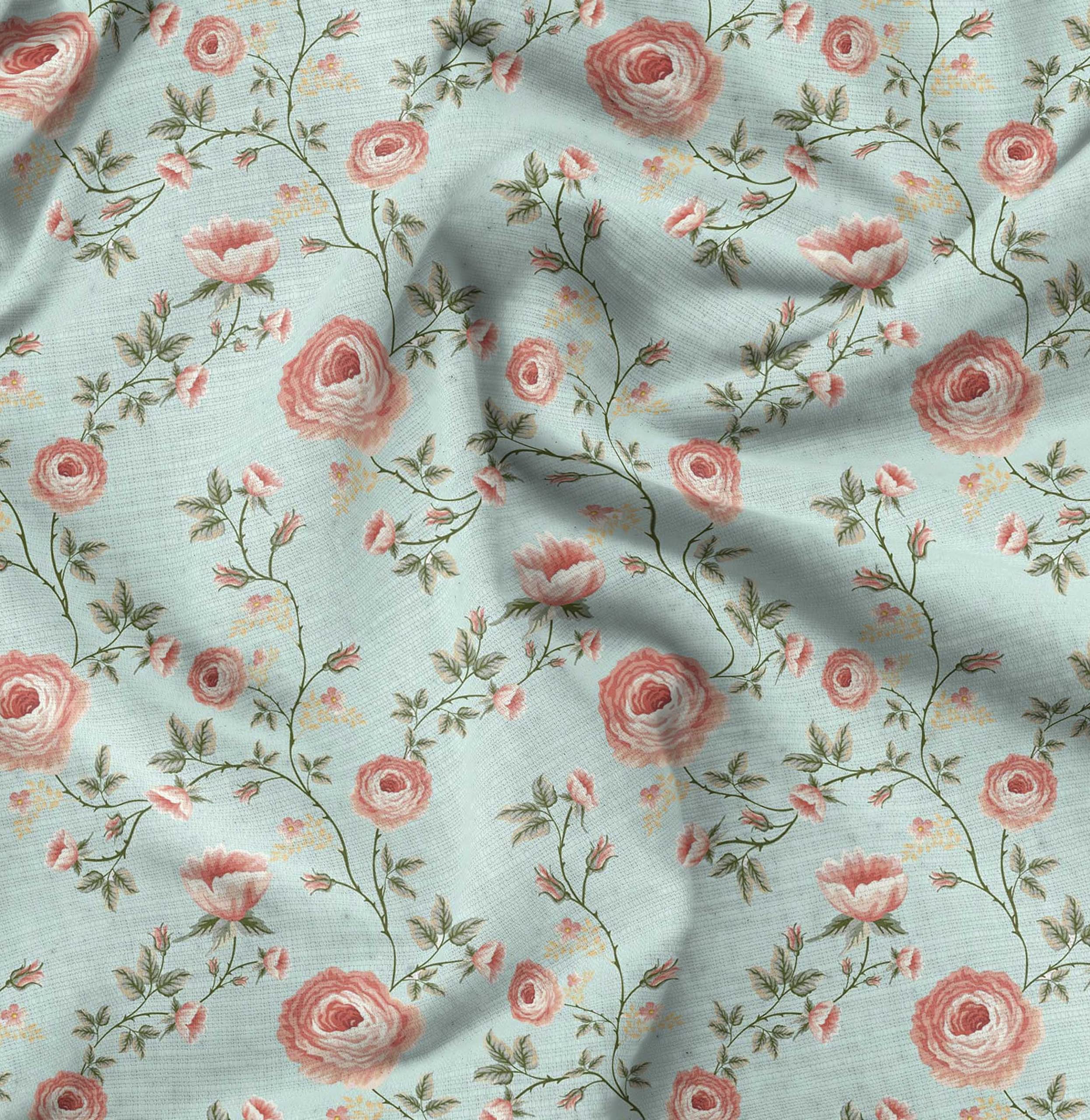 Soimoi Moss Georgette Brown Floral Fabric by The Yard - 42 Inch Wide Printed Fabric with Delicate Flower & Leaf Patterns for Dresses, Curtains, DIY Crafts & Home Decor Projects - Lightweight & Romantic Material