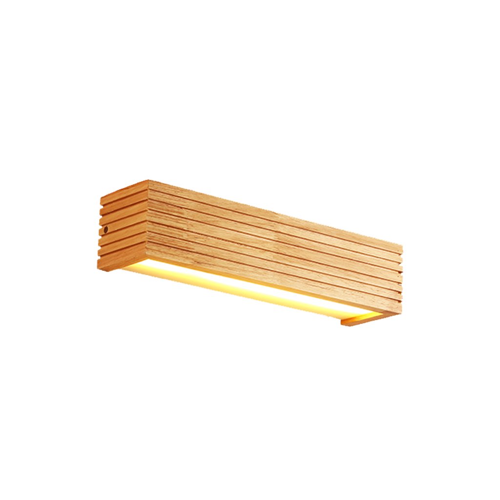 HMEI Modern Rectangular Wall Sconce - Minimalist LED Wall Light with Acrylic Shade & Rubber Wood Body - Indoor/Outdoor Lighting for Living Room, Bedroom, Patio, Porch Decor (Size B)