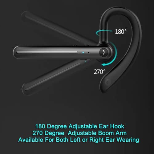 IHAO Single Ear Wireless Bluetooth Headset with Noise Cancelling, Stereo Sound & HD Mic - 16Hrs Battery Life for Hands-Free Calling - Comfortable In-Ear Design Perfect for Driving, Business, Office & Truckers - Stay Connected on the Road or at Work
