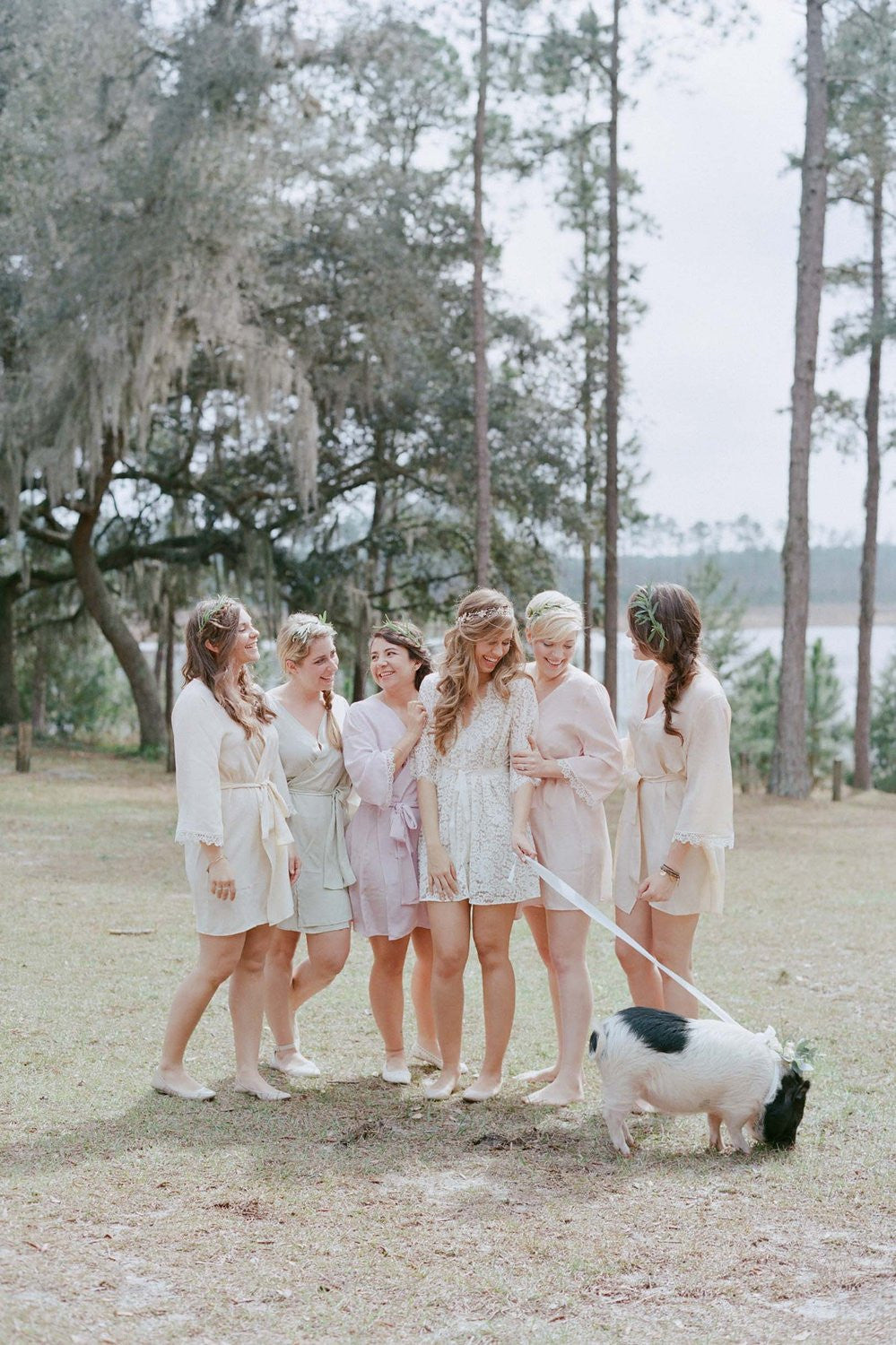 Val Bridesmaid Robes & Kimonos - Silk & Lace Spring Pastel Colors for Wedding Party, Bachelorette & Spa Day