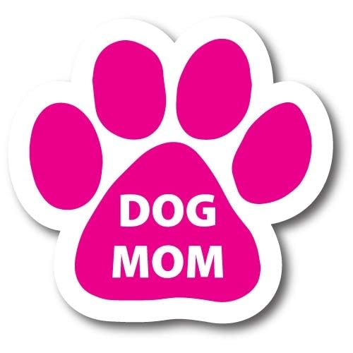 Dog Mom Pink Pawprint Magnet Decal - 5 Inch Heavy Duty Car Magnet for Vehicles - Perfect for Cars, Trucks & SUVs - Show Your Love for Dogs - Great Gift for Pet Lovers | Use on Fridge, Lockers, Office & Metal Surfaces