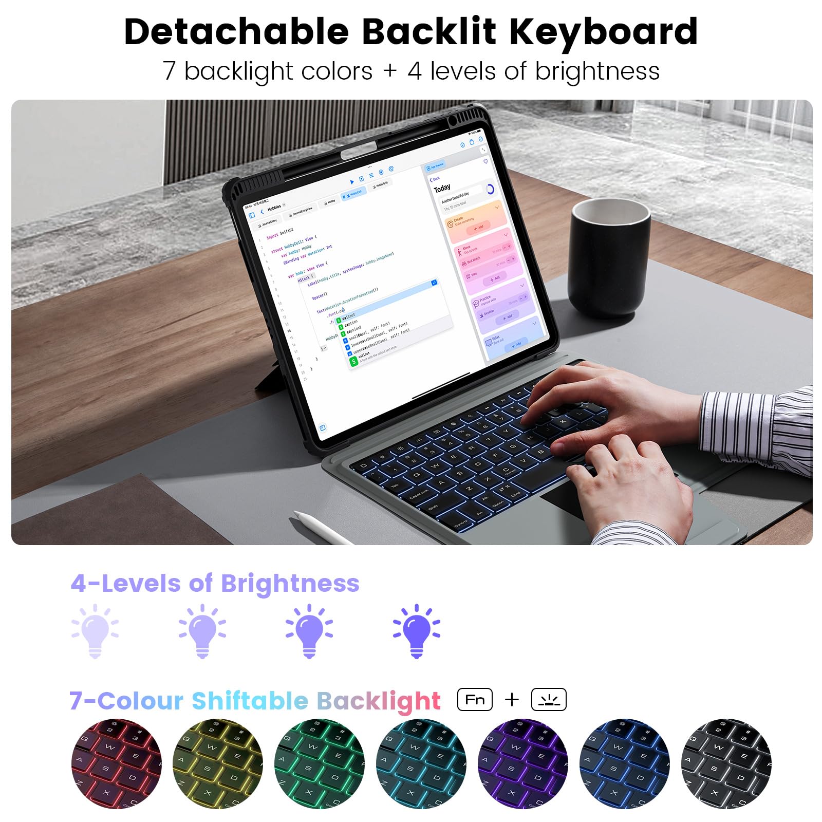Nillkin iPad Pro 12.9 Backlit Keyboard Case with Kickstand & Trackpad - Detachable Backlight Keyboard Cover for iPad Pro 12.9-inch (5th/6th Gen 2021/2022) | Pencil Holder | Perfect for Work, Study & Travel