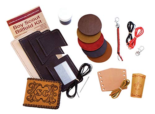 Leather Merit Badge Wallet Craft Kit - DIY Leatherworking Set for Scouts & Beginners - Perfect for Boy Scouts, Camping & Outdoor Activities