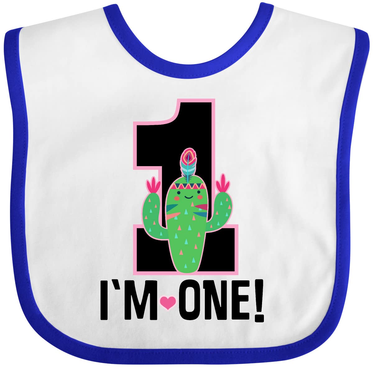 Inktastic 1st Birthday Cactus Baby Bib - Adorable 1 Year Old Girl's Dribble Bib for Birthday Party, Photo Shoot & Everyday Use