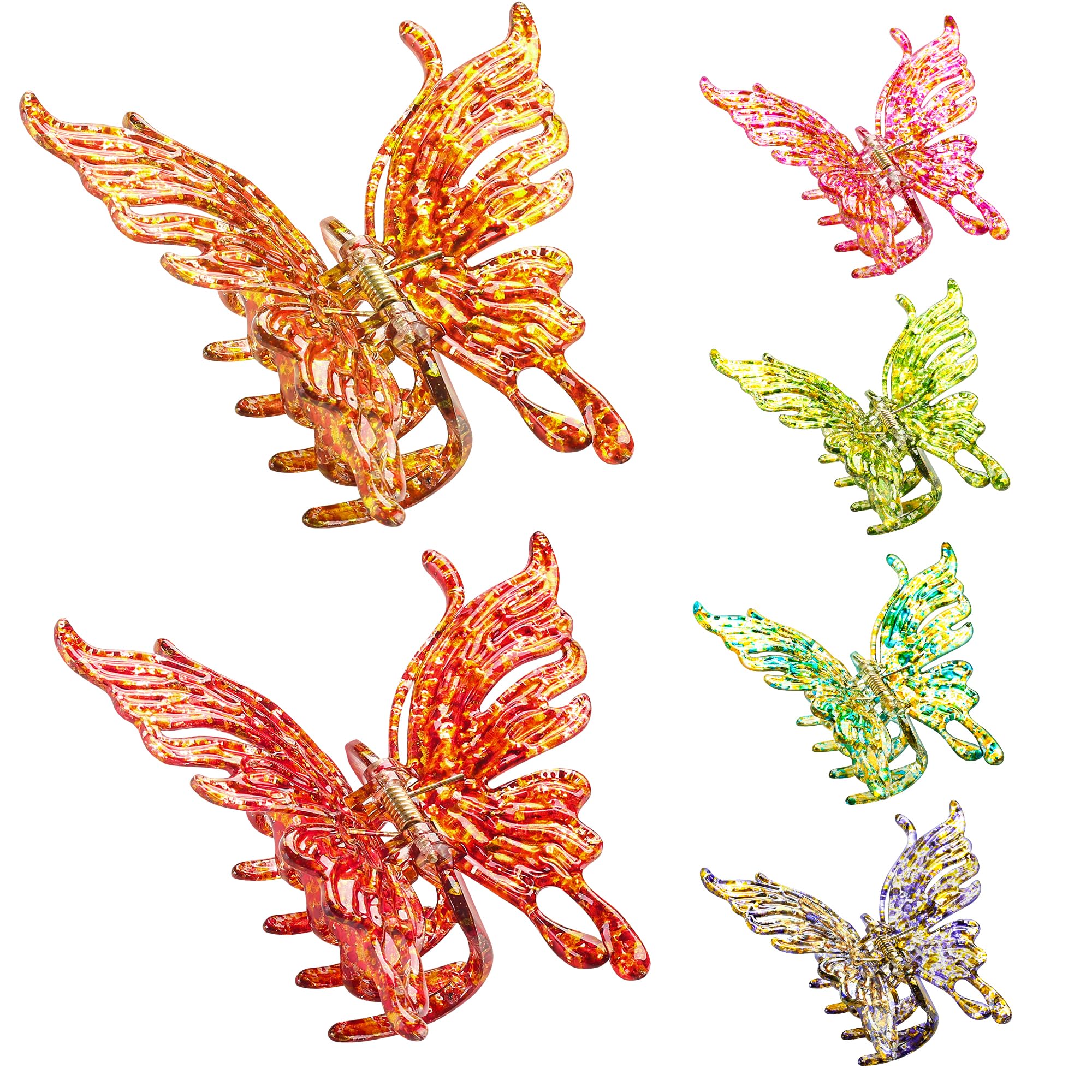 6 Pcs Large Butterfly Hair Clips for Thick Hair - No Slip Strong Hold Shiny Hair Claw Clips for Women & Girls - Perfect for Parties, Weddings & Daily Hair Accessories Gifts