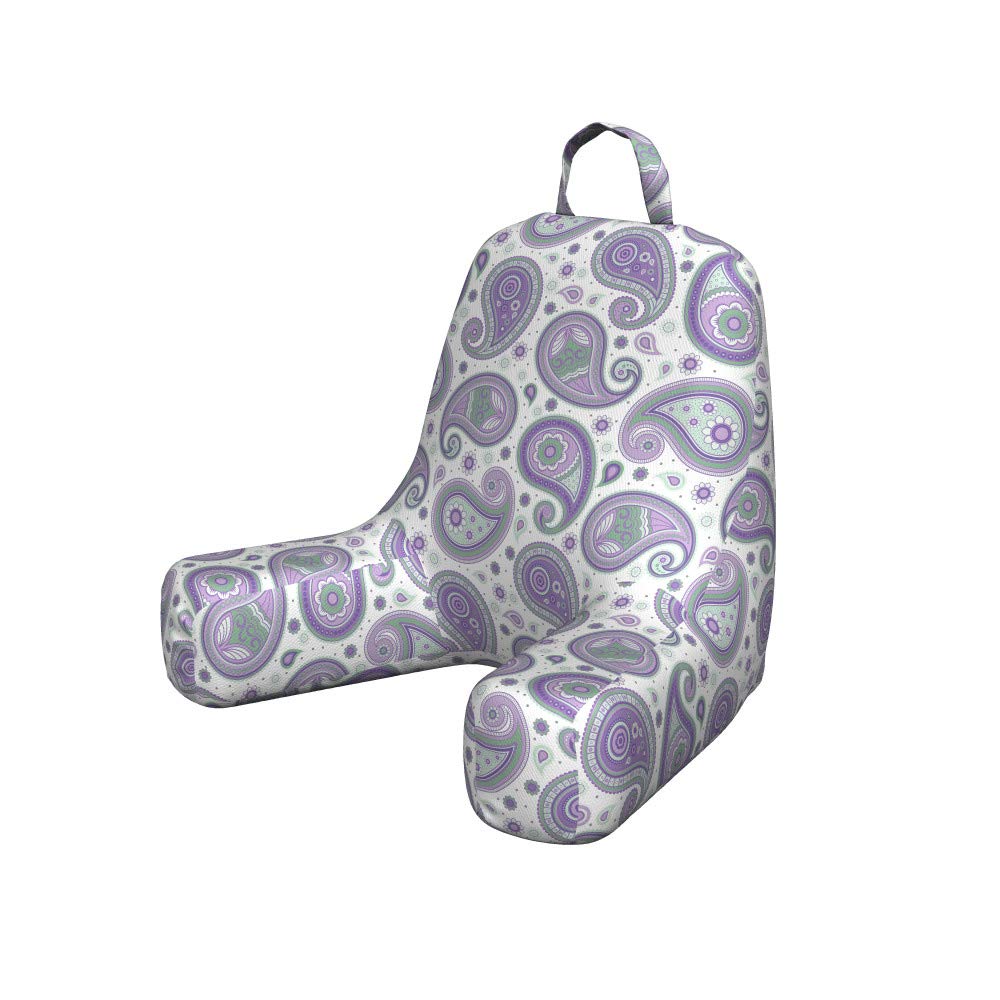 Ambesonne Paisley Reading Pillow Cover - Soft Floral Printed Bed Rest Case in Laurel Green Lavender, Small Size | Oriental Motif Pastel Tone Decor | Perfect for Reading, Lounging & Home Decor