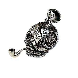 Pirate Sugar Skull Sterling Silver Steampunk Pendant Necklace - Gothic Jewelry for Men & Women - Perfect for Halloween, Cosplay and Alternative Fashion