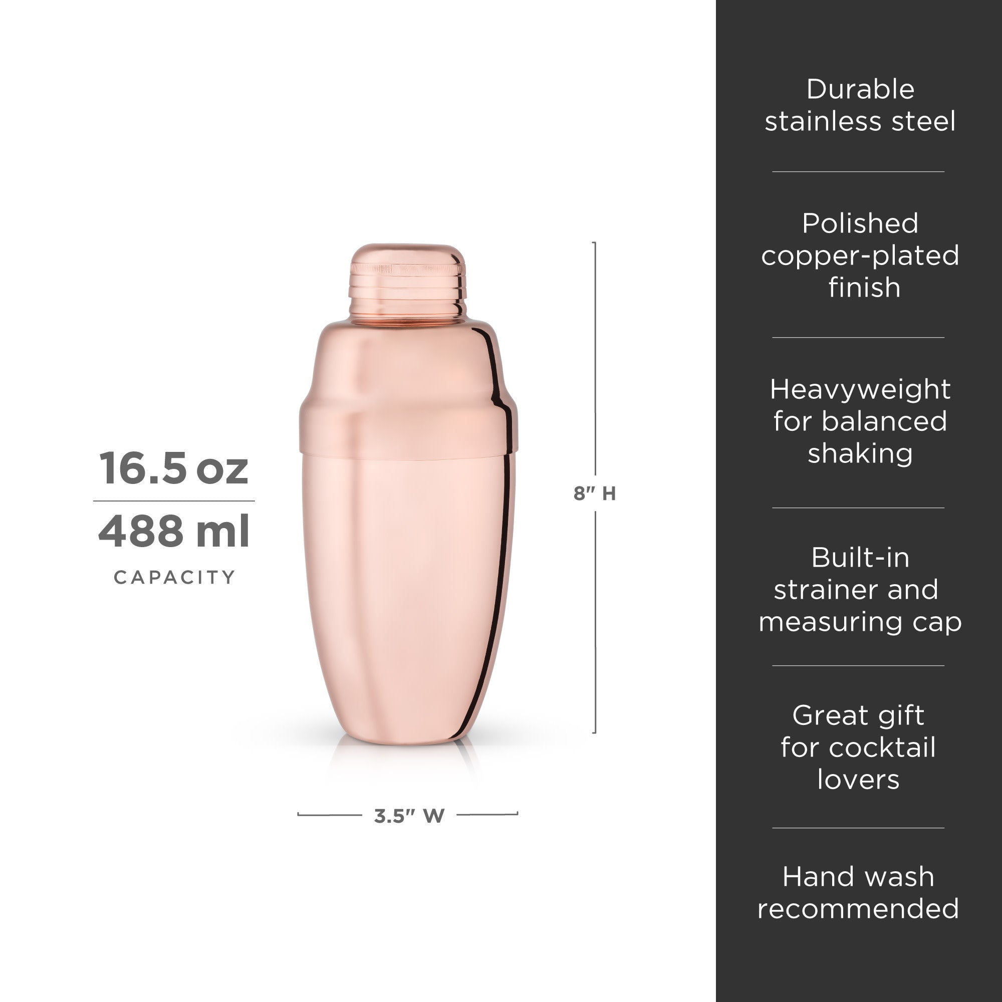 Premium Stainless Steel Summit Heavyweight Cocktail Shaker - Professional Bar Mixing Tool for Home Bartenders & Cocktail Enthusiasts | Perfect for Margaritas, Martinis & Classic Cocktails