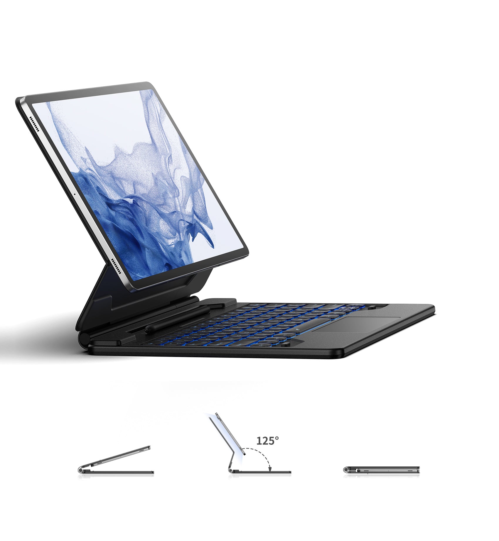 Dexnor Bluetooth Keyboard Case for Samsung Galaxy Tab S8+ Plus 12.4 Inch - Slim Book Style Cover with Trackpad & S Pen Holder | Perfect for Work, Study, and Travel