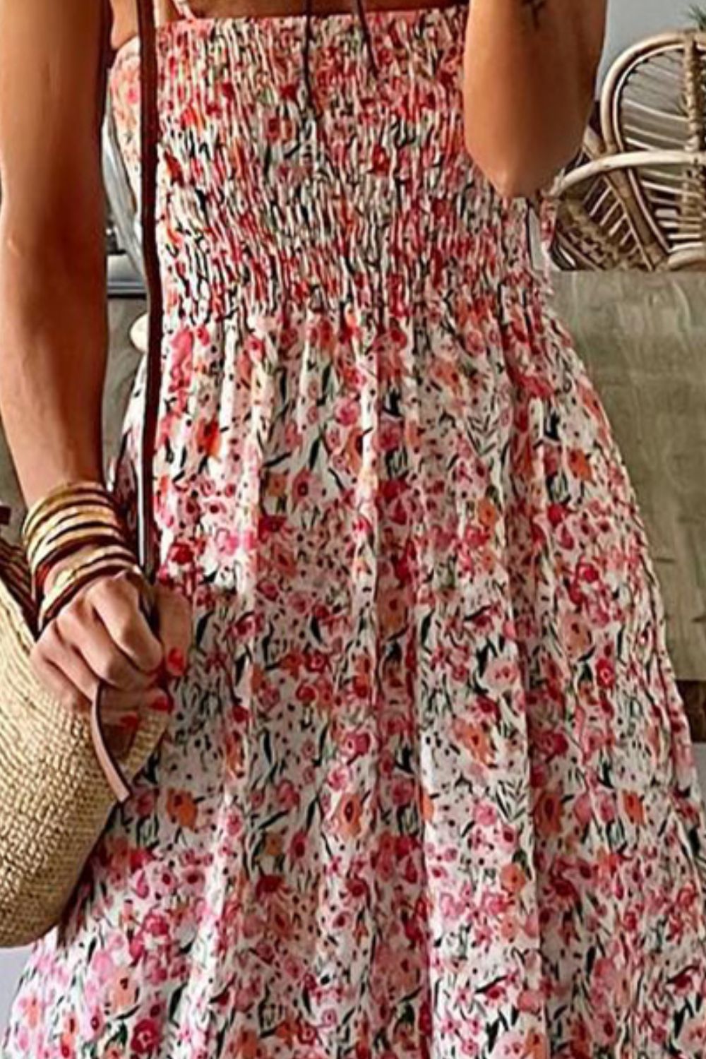 Floral Spaghetti Strap Summer Maxi Dress for Women - Boho Beach Wedding Guest Dress, Vacation Sundress, Tropical Party Outfit