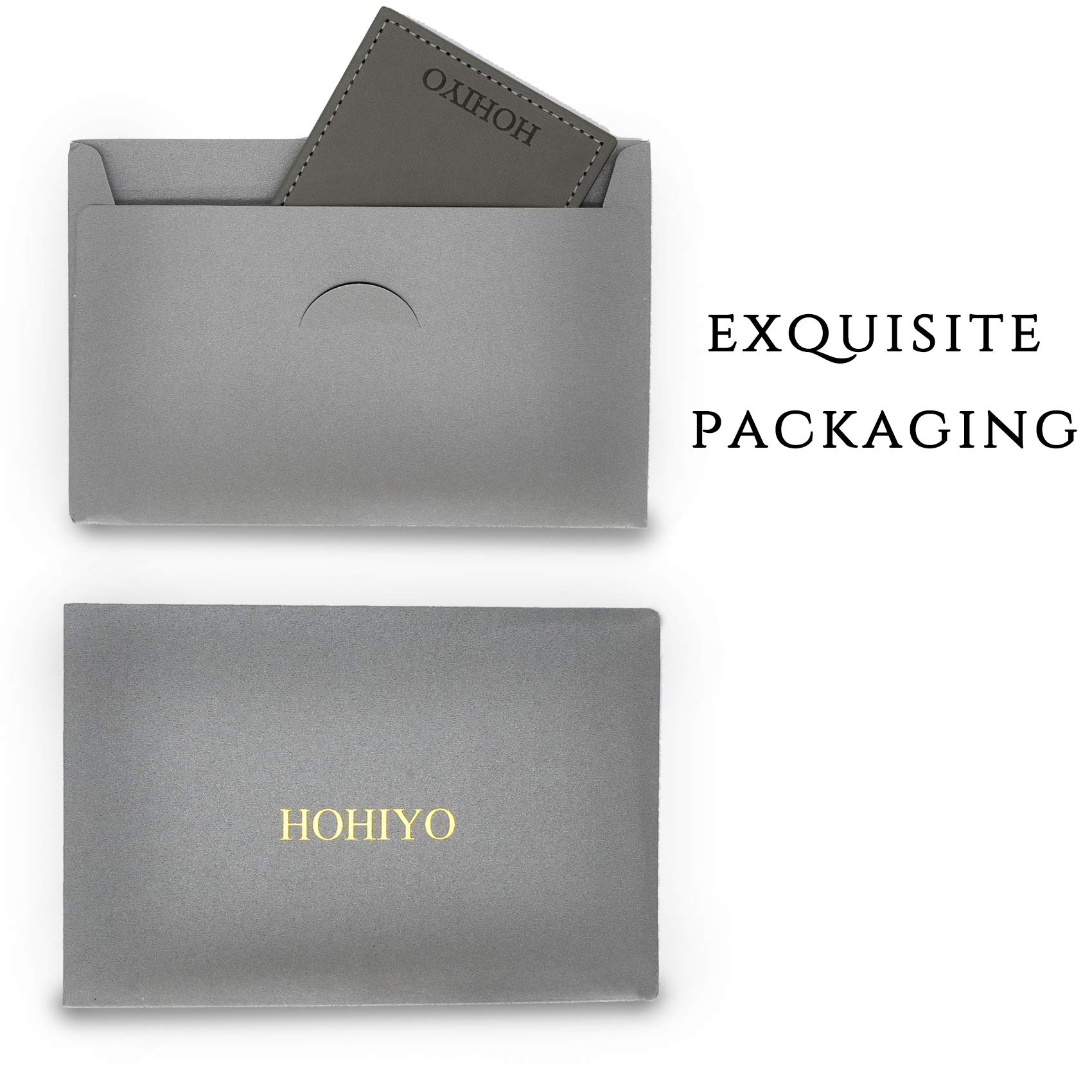 HOHIYO Compact Travel Mirror - Shatterproof Stainless Steel Folding Mirror with PU Leather Case for Makeup, Portable & Durable - Perfect for Travel, Camping, Home & Office Use (Grey)