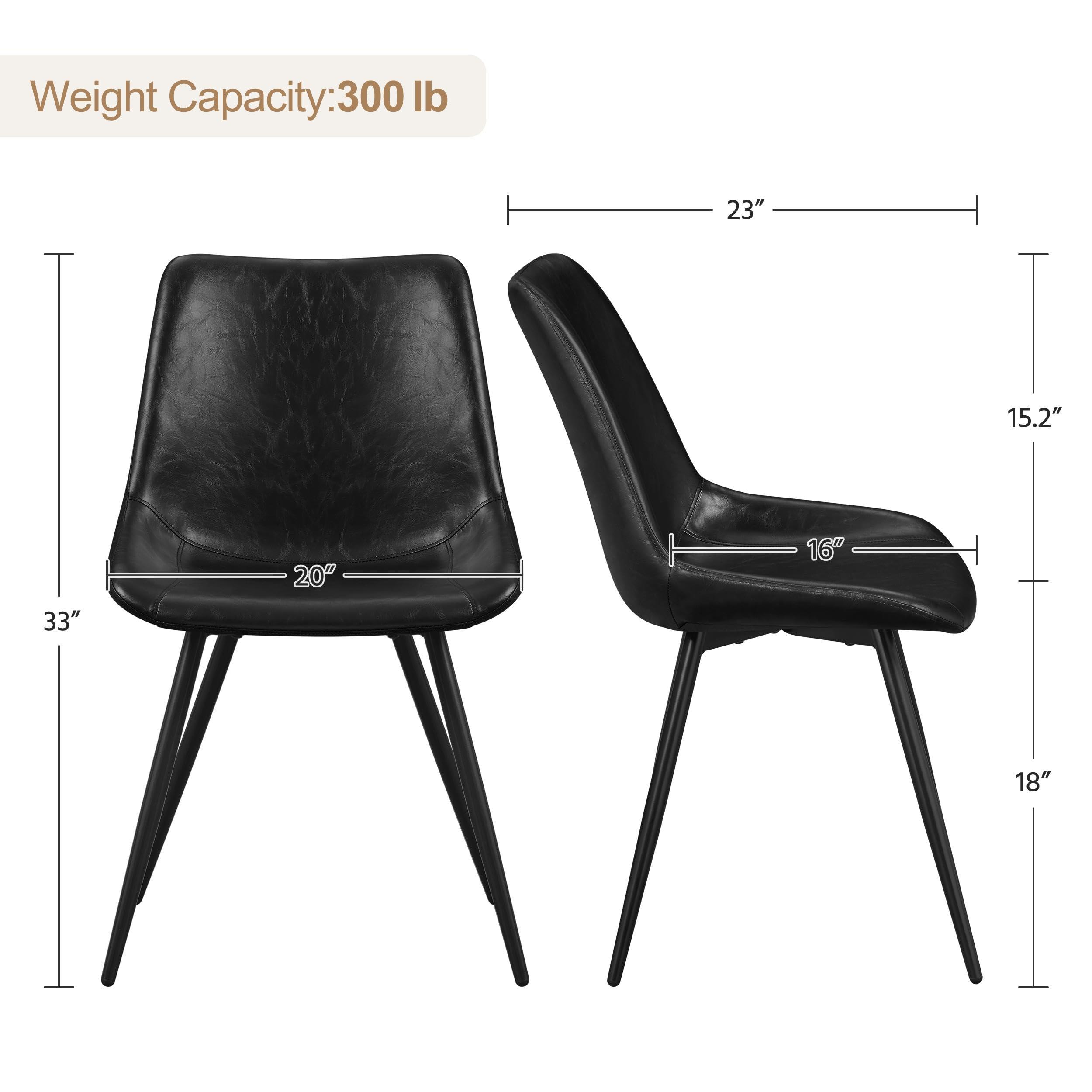 Yaheetech Mid Century Modern Dining Chairs Set of 6 - Black Faux Leather Upholstered Kitchen Chairs with Metal Legs - Perfect for Dining Room, Kitchen, Restaurant & Home Decor