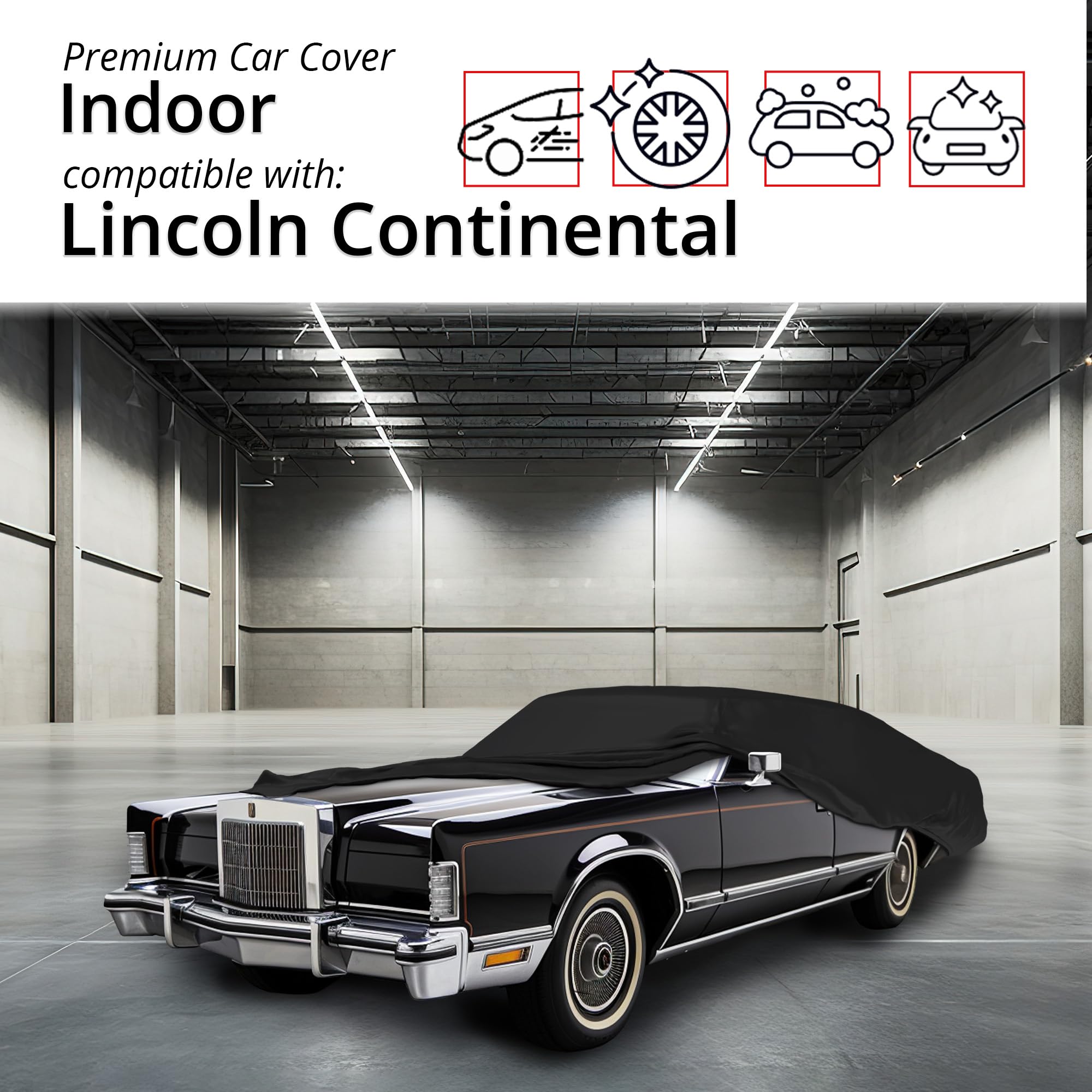 Scratch-Resistant Lincoln Car Cover 1970-1979 - Black Satin for Indoor Protection