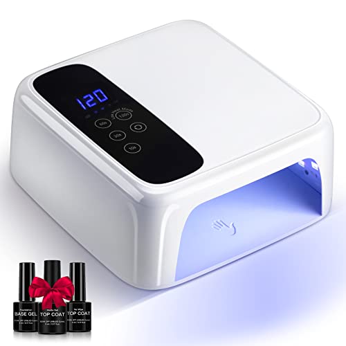 72W UV LED Nail Lamp - Cordless Rechargeable with LCD Display for Gel Polish Drying at Home Salon