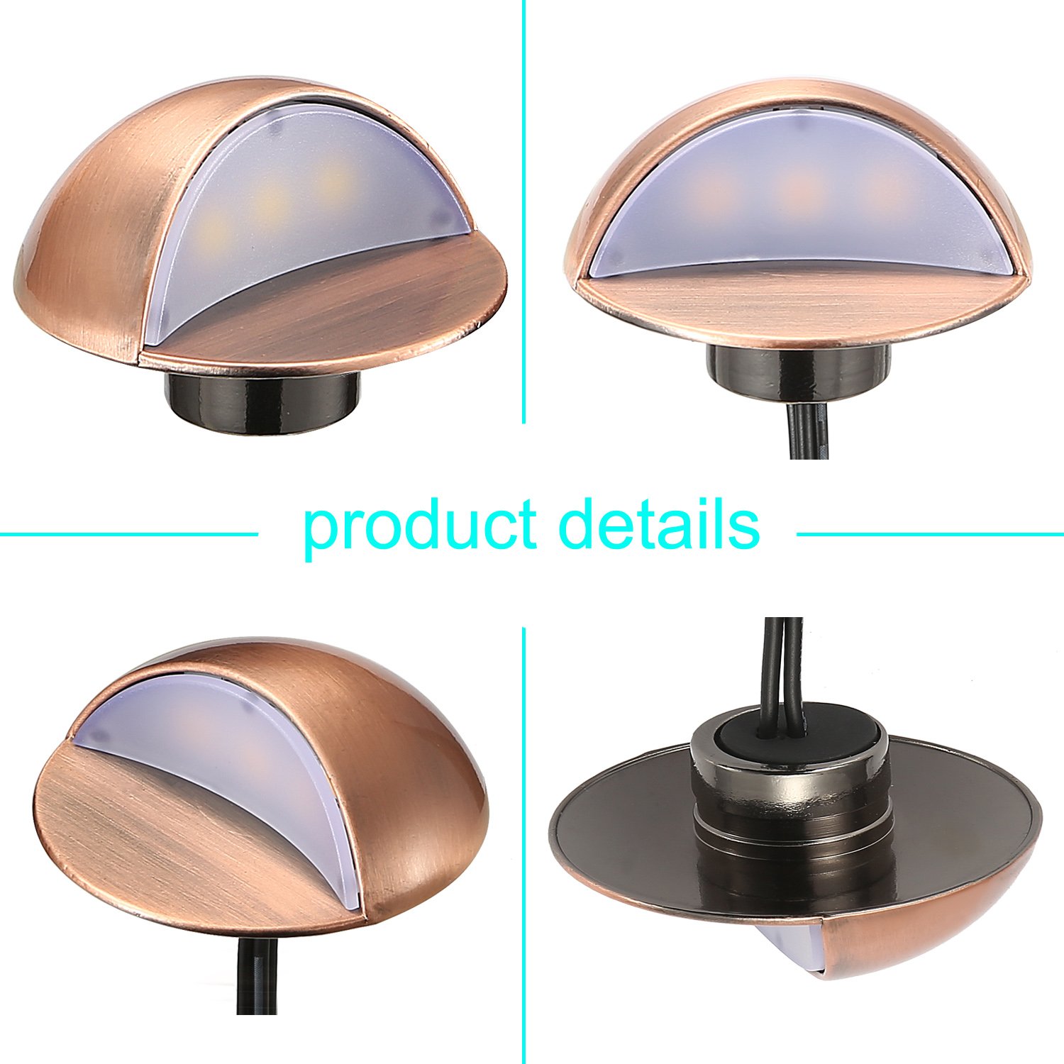 FVTLED D50 Deck Lights - 20 Pack Cold White Bronze Finish - Waterproof Outdoor Lighting for Patio, Garden, and Staircase Safety