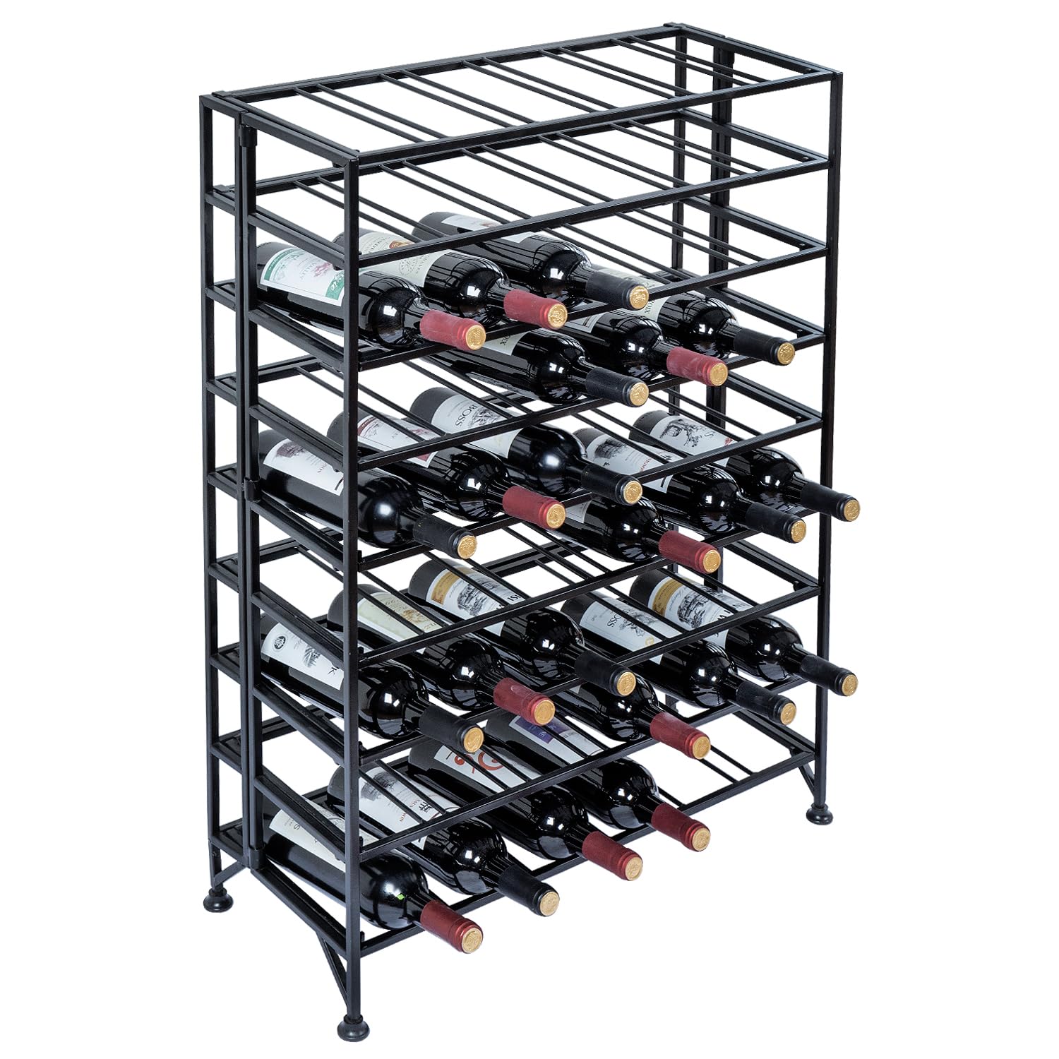 MyGift 9-Tier Black Metal Wine Rack - Freestanding Floor Bottle Storage Shelf Holds 54 Wine Bottles | Perfect for Home Bar, Kitchen, Dining Room & Cellar Organization