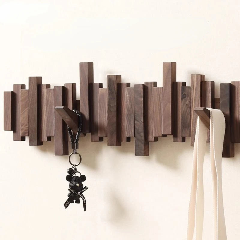 Solid Wood Wall Mounted Clothes Hanger Rack - Space Saving Storage for Bedroom, Closet & Laundry Room Organization