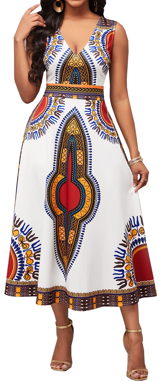 VisiChenup Women's Floral Print Long Maxi Dress - Sexy Casual & Plus Size Party Clubwear - Perfect for Beach Vacations, Night Out & Summer Events