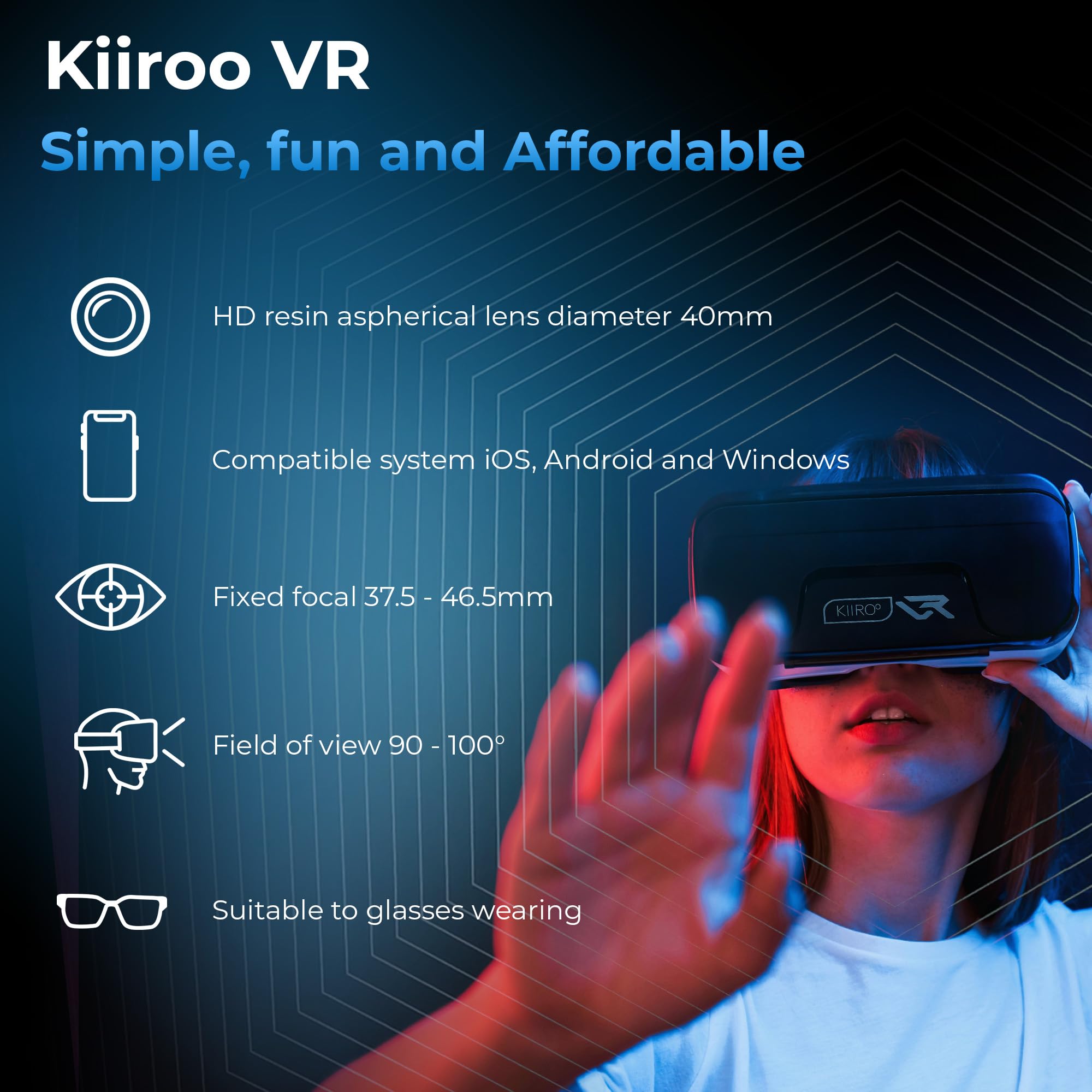 Premium VR Headset for Smartphones - Compatible with iPhone, Android & Windows (5.5