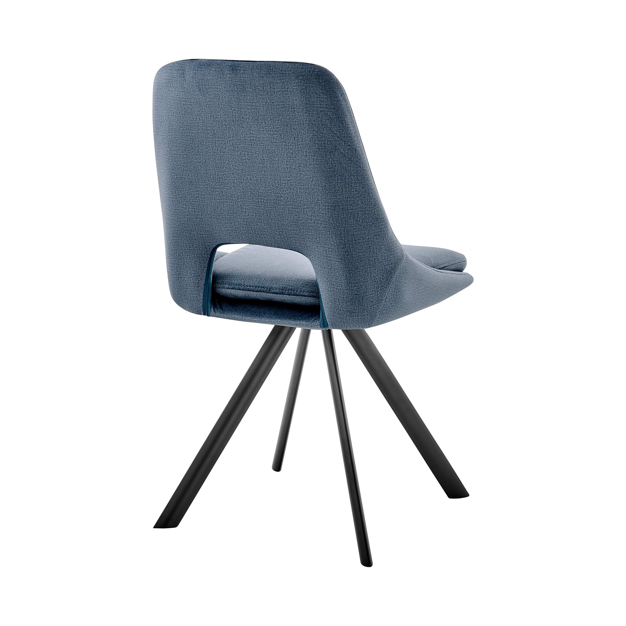 Armen Living Lexi Dining Room Accent Chairs - Set of 2 Blue Velvet Upholstered Chairs with Black Wooden Legs | Elegant Home Decor for Dining Room, Living Room & Office