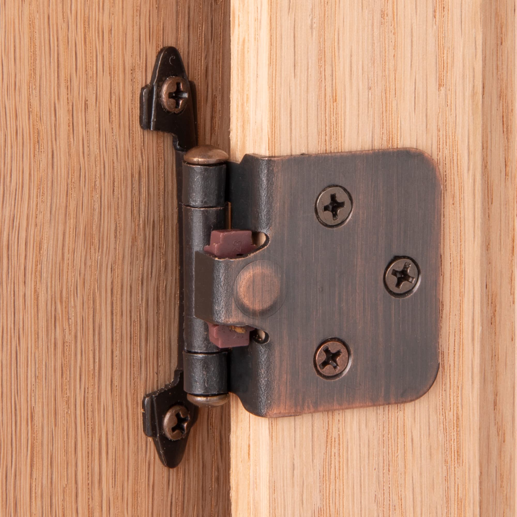 Ilyapa Self Closing Cabinet Hinges 50 Pack - Oil Rubbed Bronze Variable Overlay Flush Mount Kitchen Cabinet Door Hinge Hardware for Home Renovation & DIY Projects