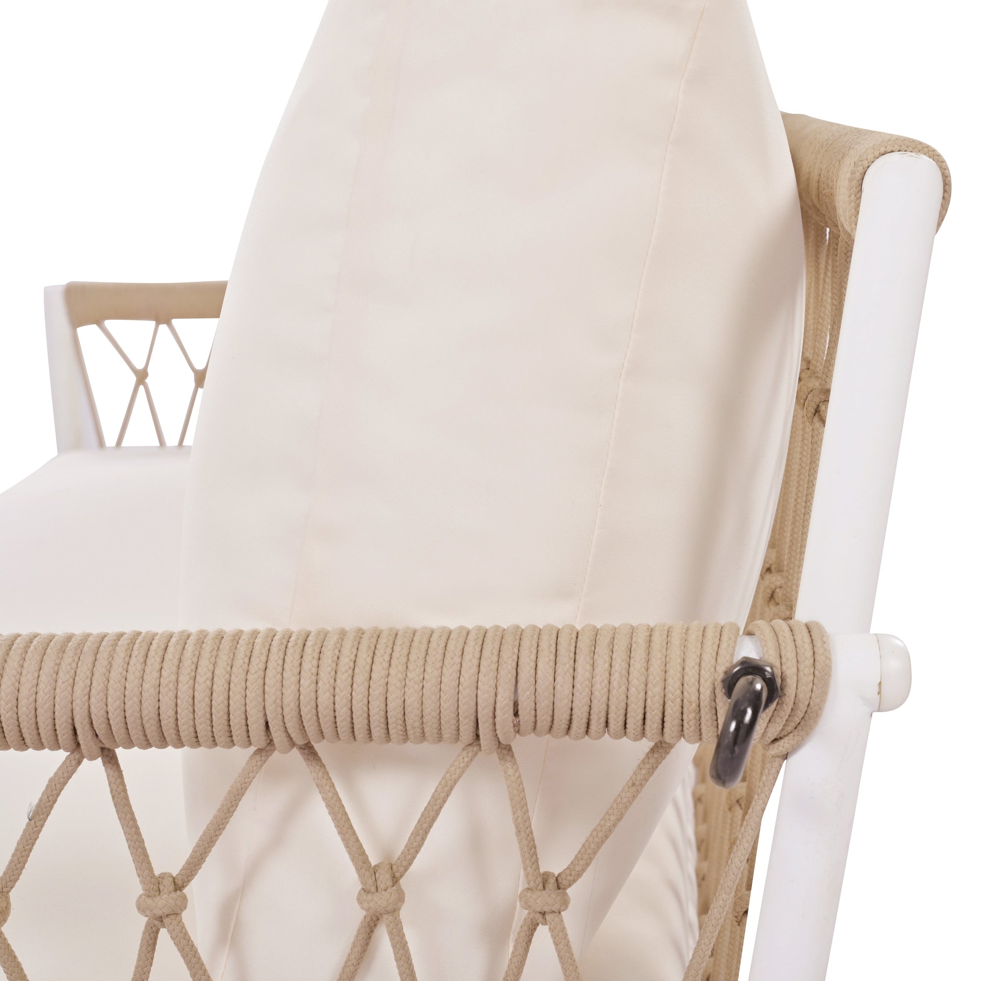 1 Piece Woven Rope Outdoor Swing Sofa with Soft Cushions - Seats 2 People - Perfect for Patio, Garden, Backyard, Balcony & Poolside Relaxation (Beige)