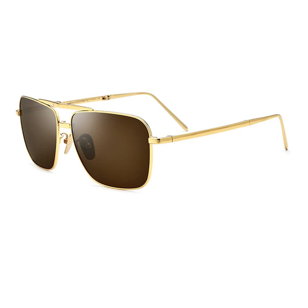 Premium Titanium Alloy Polarized Sunglasses for Men - UV400 Protection, Lightweight & Durable Driving/Fishing Glasses (Silver/Gold/Black) - Perfect for Road Trips, Beach Outings & Outdoor Adventures