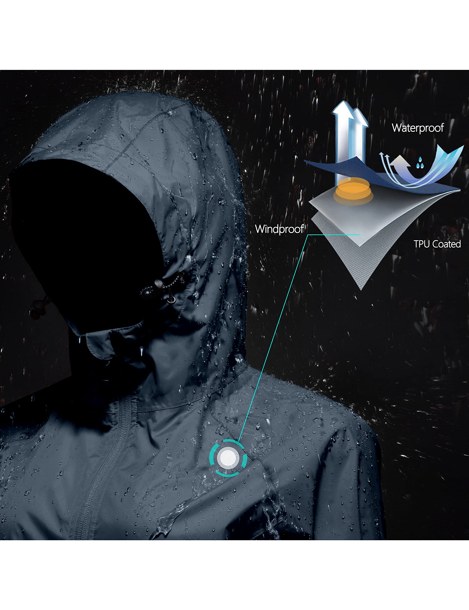 Mapamyumco Women's Ultra-Light Packable Waterproof Rain Jacket with Hood & Zipper Pockets - Perfect for Hiking, Travel & Outdoor Activities in All Weather Conditions