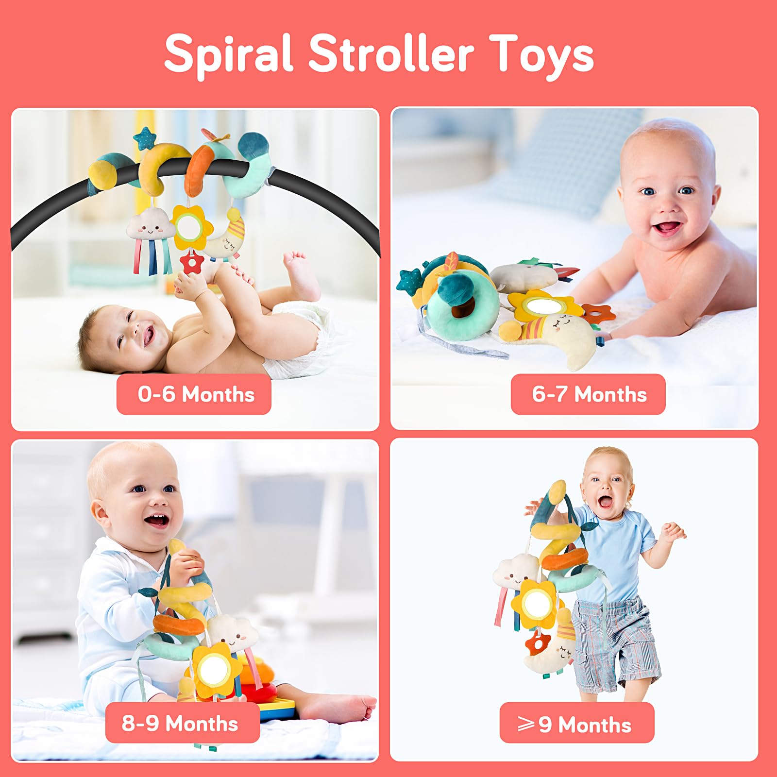 Best Baby Toys 0-12 Months - Soft Car Seat & Stroller Toys with Rattles, Jingle Mirror & Teether for Newborns & Infants | Crib Mobile, Bassinet & Travel Essentials for Boys & Girls - Perfect for Soothing, Sensory Play & Early Development