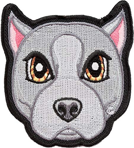 Pitbull Face Iron On Patches for Clothing & Jeans - 2.5x2.75in Embroidered Animal Patch for DIY Jackets, Bags, Hats - Cartoon Dog Design for Denim & Accessories - Perfect for Customizing Outfits & Gifts