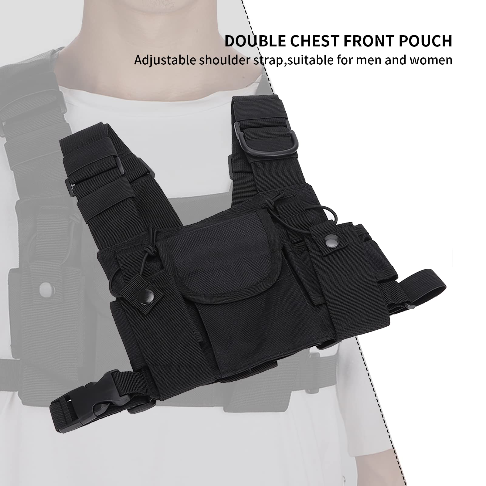 Military-Grade Tactical Radio Holster - Universal Chest Pouch for Walkie Talkies, Durable Firefighter Gear with Harness - Perfect for Workshops, Construction Sites & Emergency Response Teams