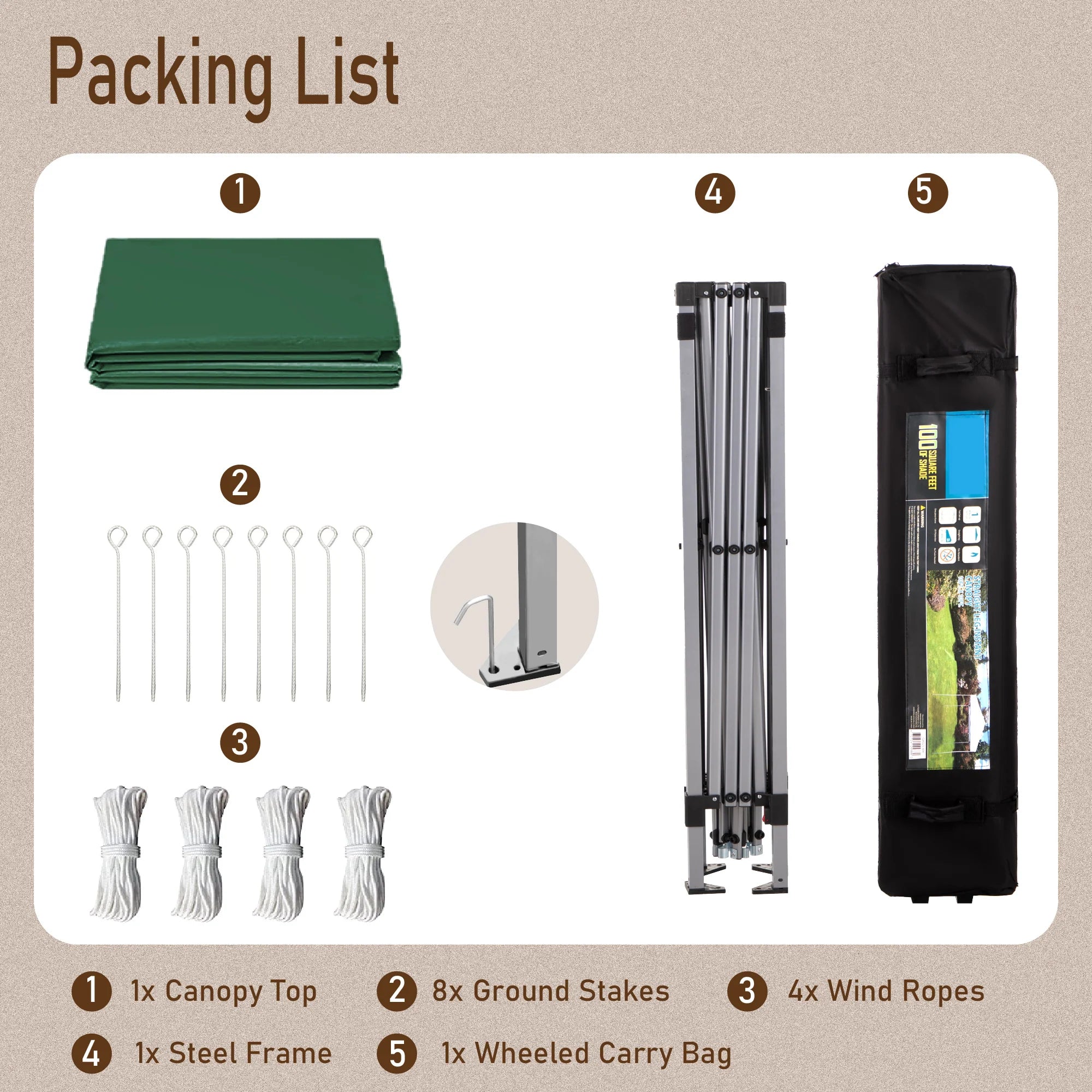 PHI VILLA 10'x10' Pop Up Canopy Tent - 3 Adjustable Heights, Portable Instant Shelter with Carry Bag - Perfect for Outdoor Events, Camping, Picnics, and Beach Parties