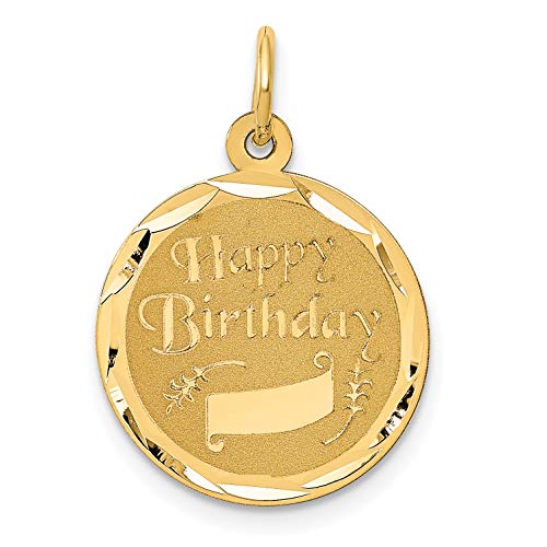 14k Yellow Gold Happy Birthday Charm Pendant for Women - Elegant Birthday Gift Jewelry for Mom, Wife, Daughter - Perfect for Birthdays, Anniversaries & Special Occasions