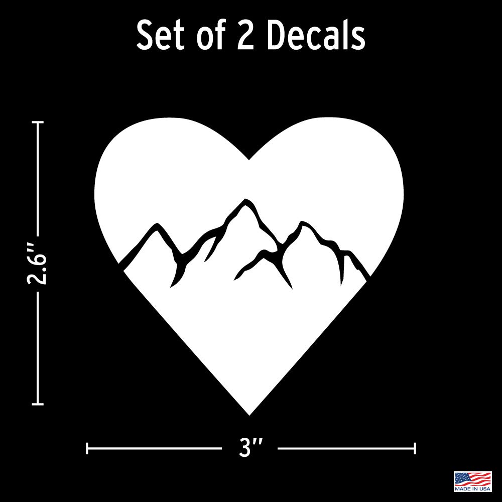 White Heart Mountain Decals - Set of 2 Premium Vinyl Stickers for Tumblers, Cars, Trucks, Tablets & Phones - Waterproof & Durable for Outdoor Adventures, Travel & Daily Use