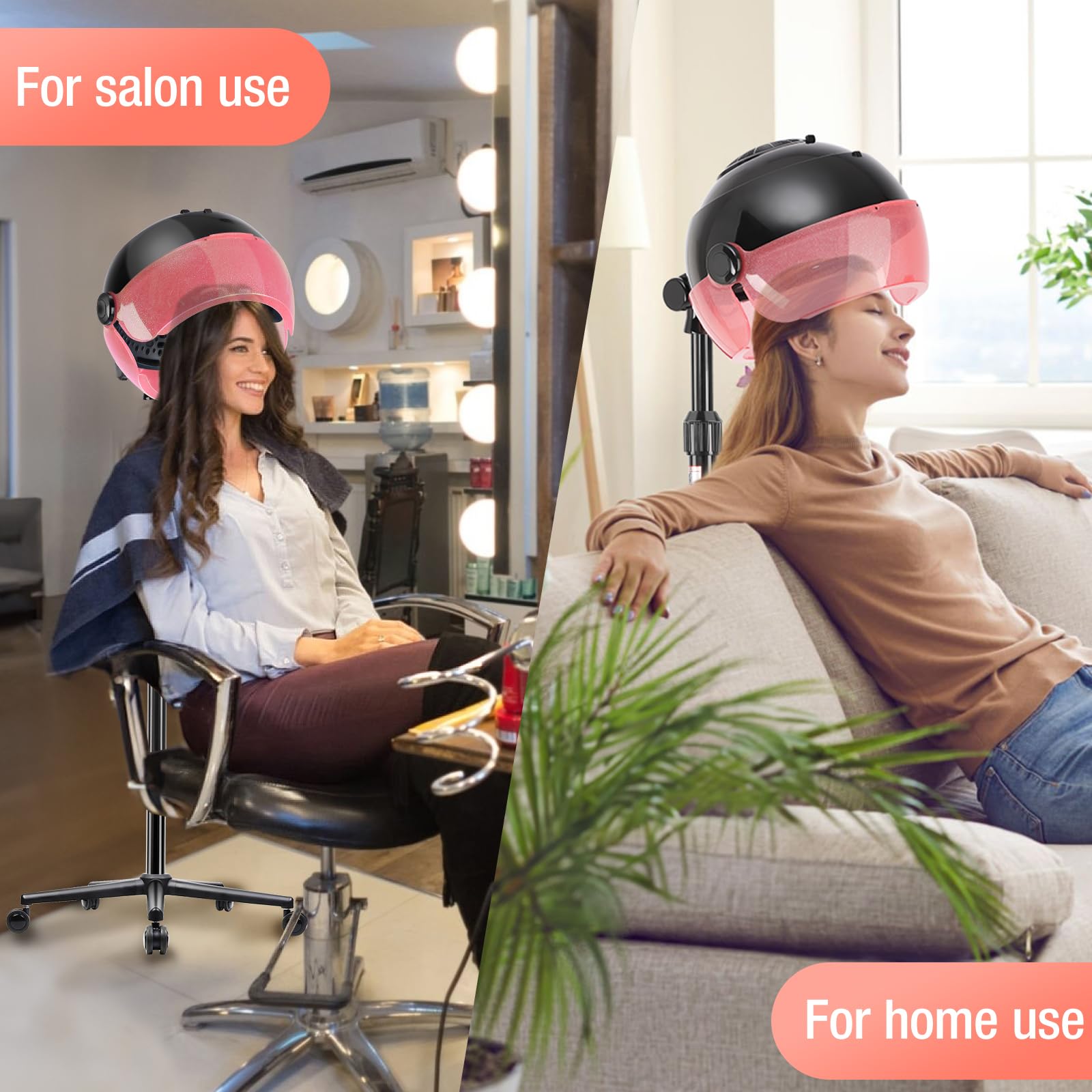 Professional Hooded Hair Dryer with Timer & Touch Controls - 3 Adjustable Heat Settings for Salon & Home Use - Perfect for Hair Styling, Drying & Setting at Salons, Spas & Home Hair Care