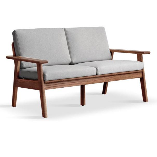 Japanese Style 3-Seater Fabric Sofa - Solid Oak & Pine Wood Frame - Perfect for Living Room, Lounge, or Zen Home Decor