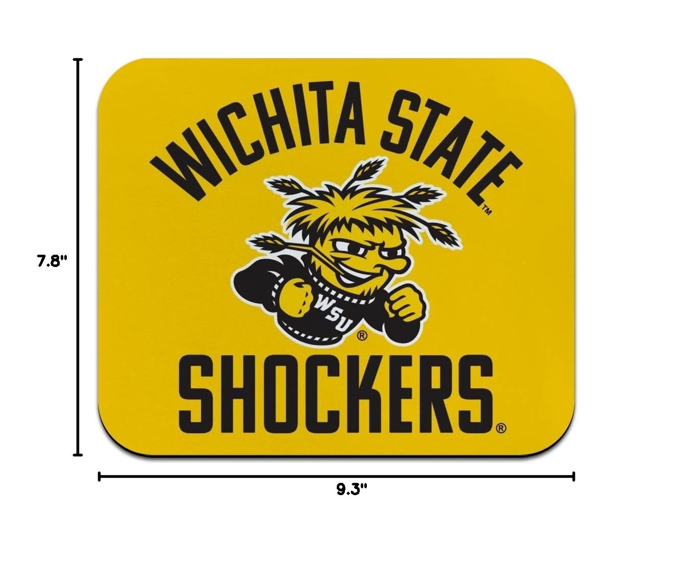 Wichita State Shocker Low Profile Thin Gaming Mouse Pad - Non-Slip Rubber Base, Smooth Surface for PC, Laptop, Office & Home Use