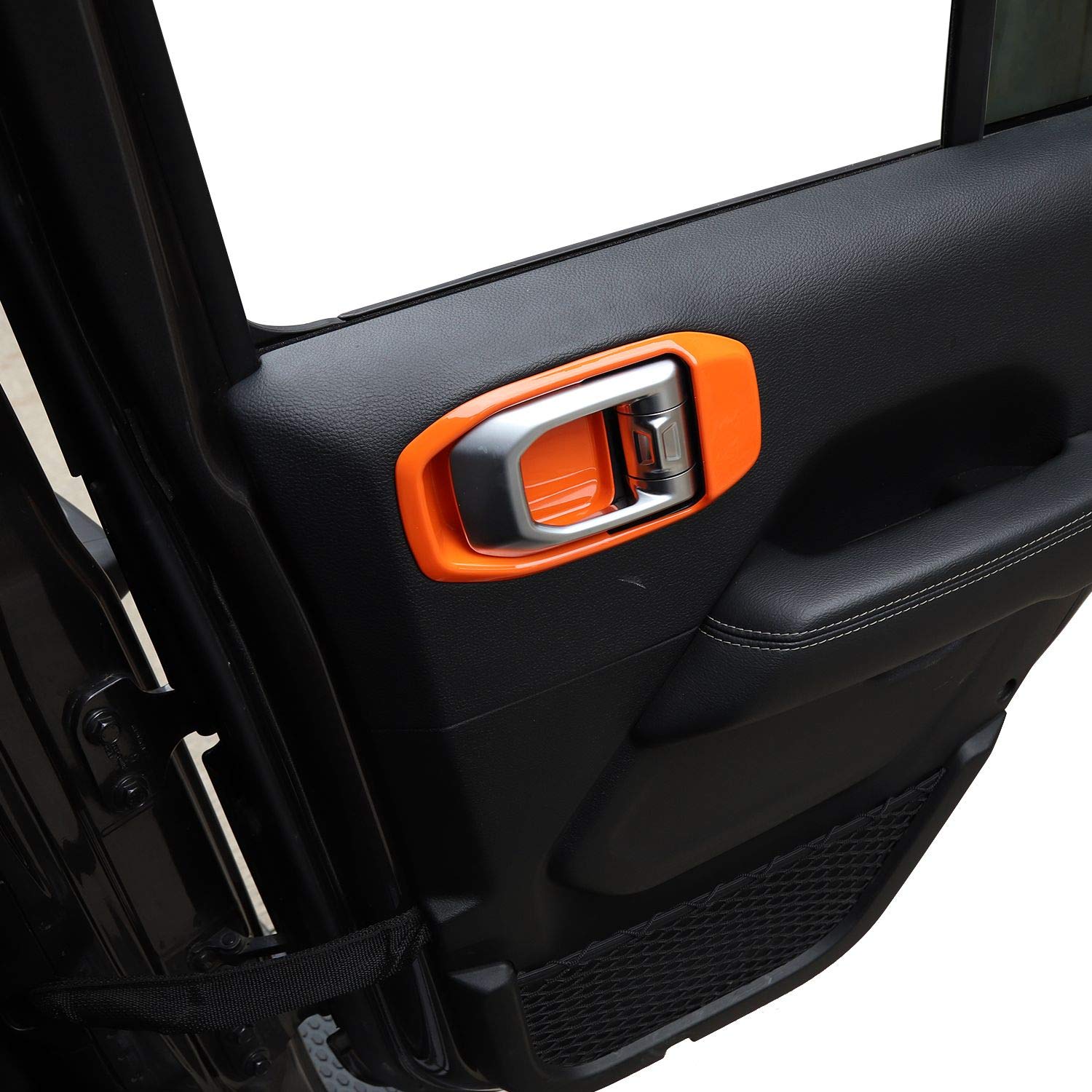 Voodonala ABS Orange Door Handle Bowl Trim for Jeep Wrangler JL JLU & Gladiator JT (2018-2020) - 4pcs - Upgrade Interior Accessories for Off-Road & Daily Driving
