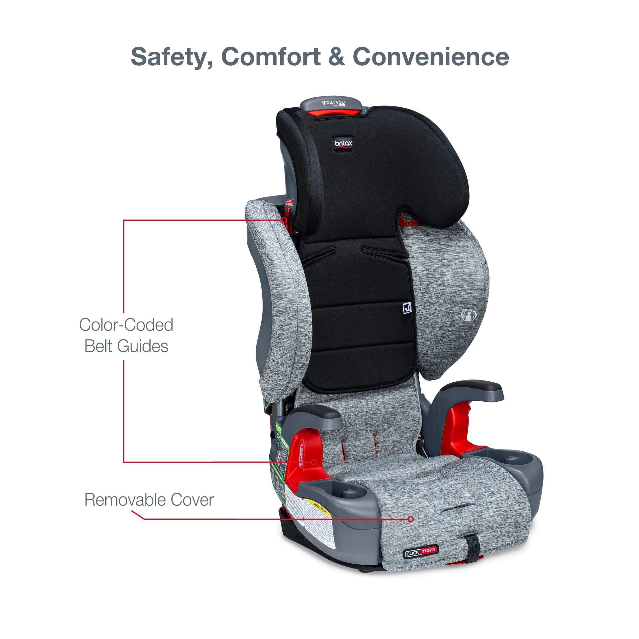 Britax Grow With You Clicktight Booster Car Seat - Safe & Adjustable for Kids 3-12 Years - Perfect for School, Travel & Family Road Trips
