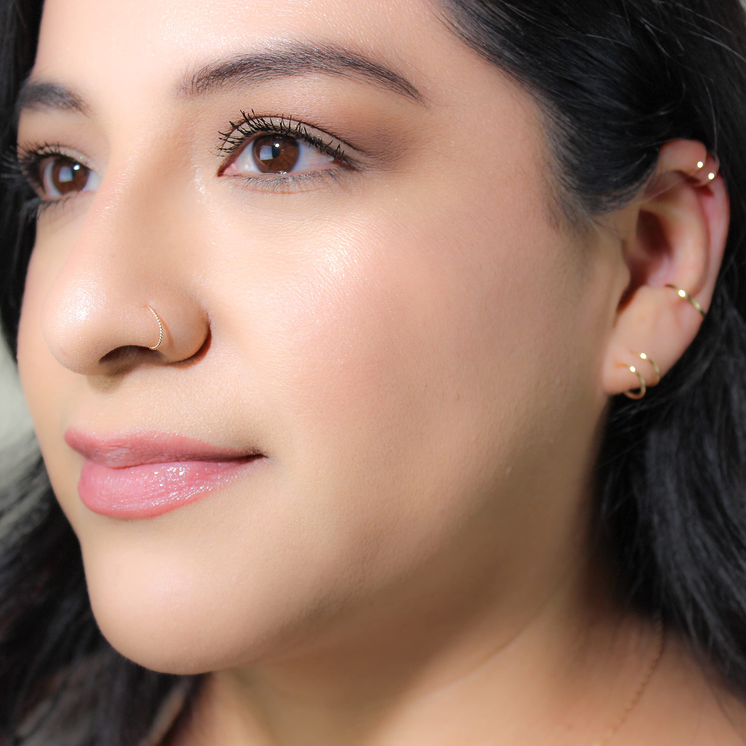 14K Rose Gold Filled Double Twist Hoop Earrings for Women - Single Piercing Spiral Cartilage Earrings | Dainty Everyday Jewelry for Work & Date Night