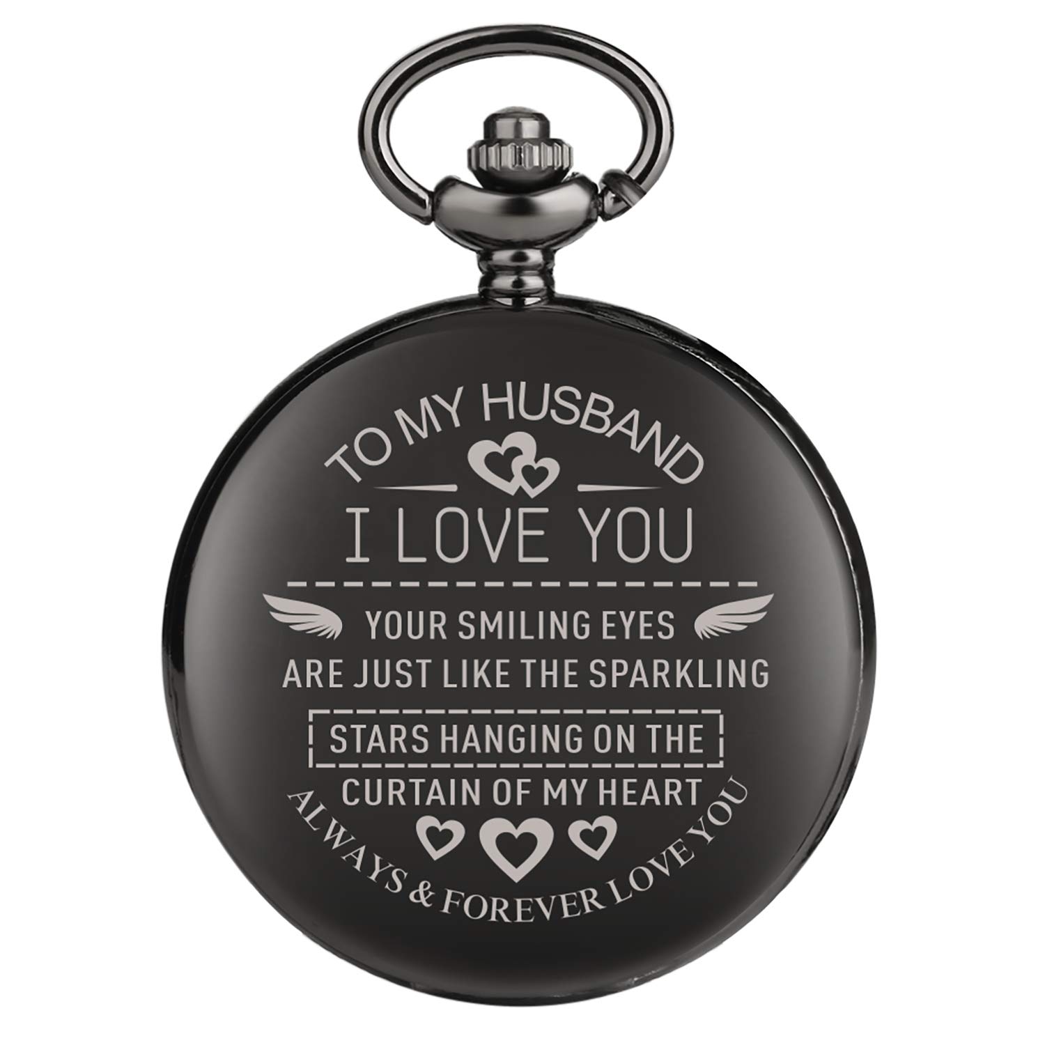 Personalized Engraved Antique Pocket Watch with Chain - Perfect Gift for Wife, Mom, Husband, Birthday & Xmas