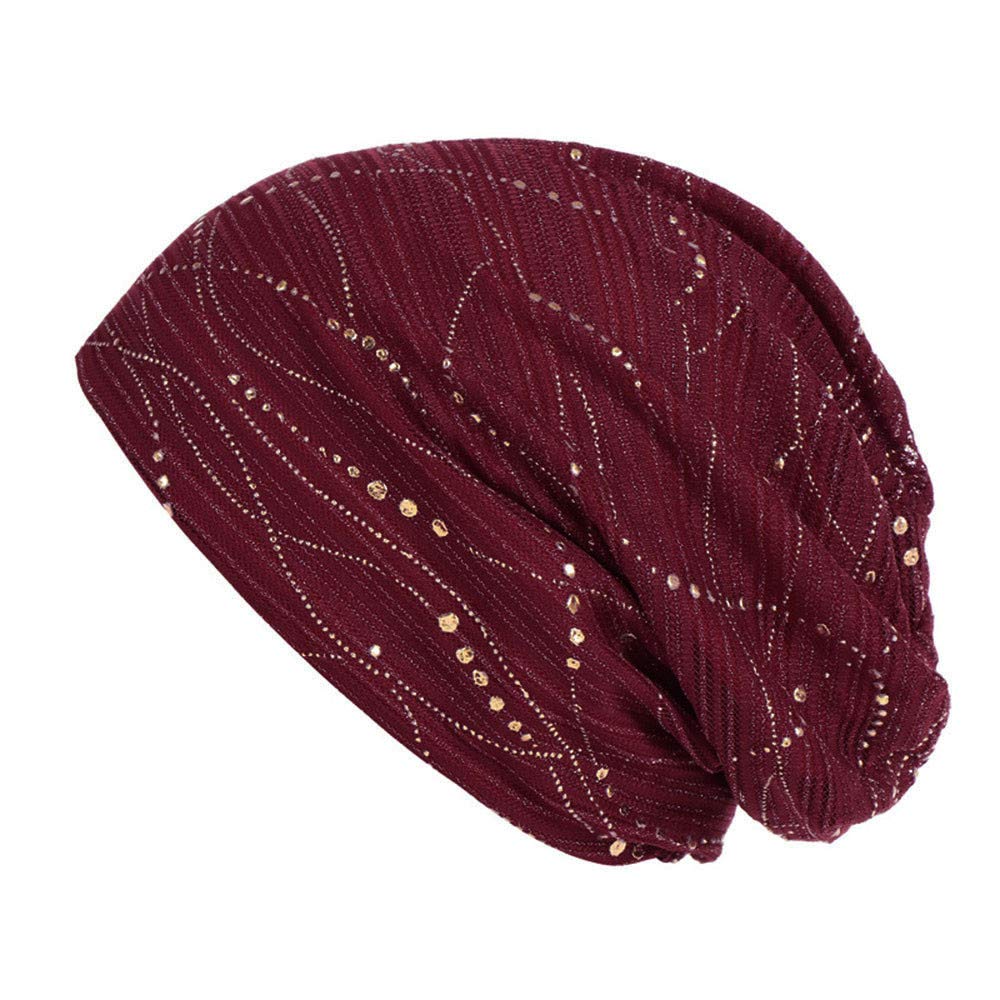 Stylish Armadillo Hat Co Stretch Turban for Women - Solid Beaded Muslim Head Wrap, Retro Baseball Cap - Perfect for Casual Wear, Sports, and Religious Occasions