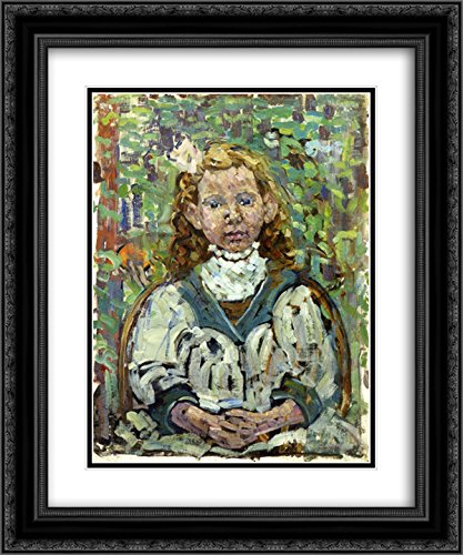 Seated Girl by Maurice Prendergast - 20x24 Inch Black Ornate Framed Museum Art Print with Double Matting | Vintage Home Decor, Office Wall Art, Gallery Quality Fine Art Reproduction