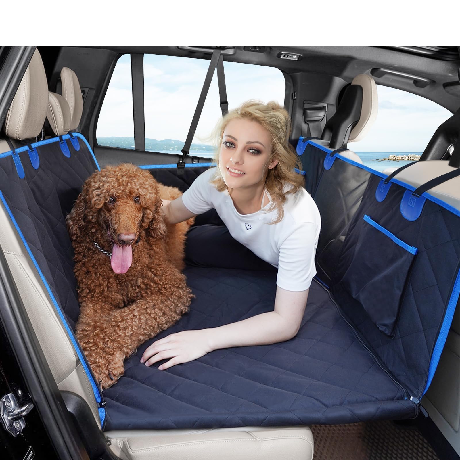 Hard Bottom Dog Car Seat Cover - Back Seat Extender & Anti-Scratch Pet Hammock for SUV/Truck Travel | Portable Car Camping Pad for Dogs | Waterproof & Durable (Blue) - Perfect for Road Trips, Camping & Daily Commutes