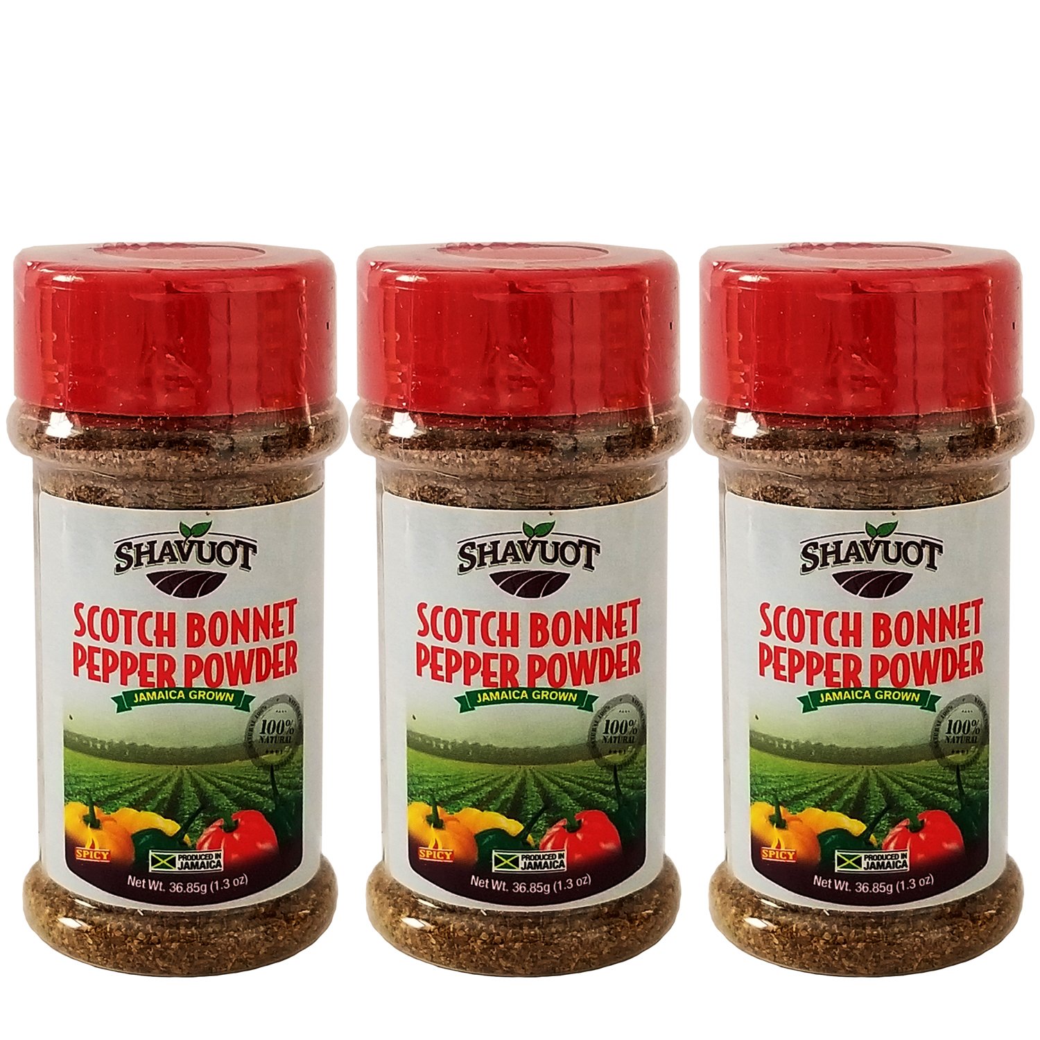Premium Shavuot Scotch Bonnet Pepper Powder - Hot Chili Spice for Cooking (Pack of 3) | Perfect for BBQ, Jerk Chicken, Hot Sauces & Caribbean Recipes